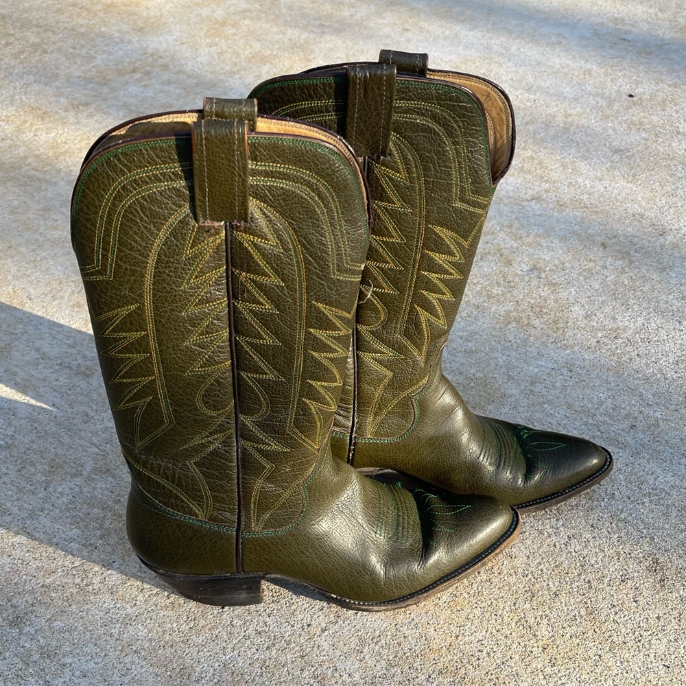 Vintage Dark Green Cowboy Boots